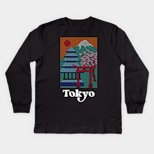 Tokyo City Cross Stitch Needlepoint and Craft Kids Long Sleeve T-Shirt